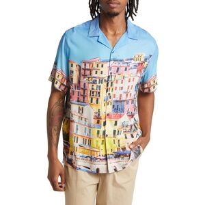 TOPMAN Naples Short Sleeve Button Up Summer Hawaiian Shirt Mens Size Large NEW